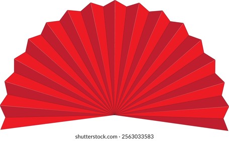 Half Chinese New Year fan pattern vector illustration, red color, supporting element for poster design