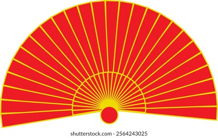 Half Chinese New Year fan pattern vector illustration, red color, supporting element for poster design