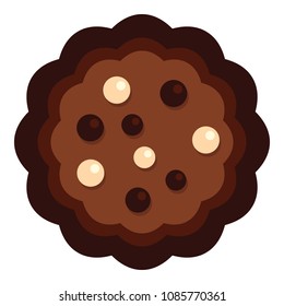 Half chocolate biscuit icon. Flat illustration of half chocolate biscuit vector icon for web