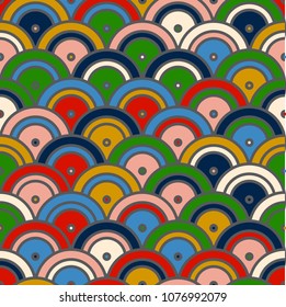 Half circle bright and colorful seamless pattern. Vector illustration for your graphic design.