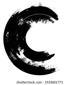 Half Circle Brush Stroke Border Frame . Grunge Element for your Design . Letter c logo . Vector illustration