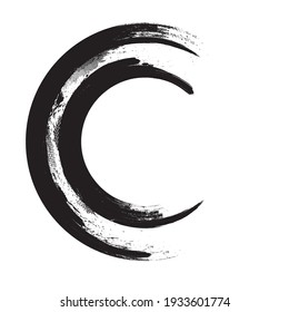 Half Circle Brush Stroke Border Frame . Grunge Element for your Design . Letter c logo . Vector illustration