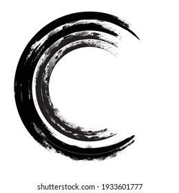 Half Circle Brush Stroke Border Frame . Grunge Element for your Design . Letter c logo . Vector illustration