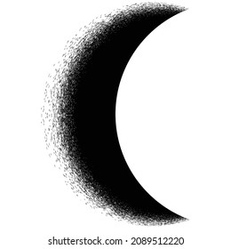 Half Circle Brush Stroke Border Frame . Grunge Element for your Design . Moon logo . Letter c . Dispersion effect . Vector illustration