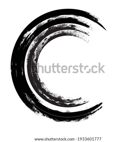 Half Circle Brush Stroke Border Frame . Grunge Element for your Design . Letter c logo . Vector illustration