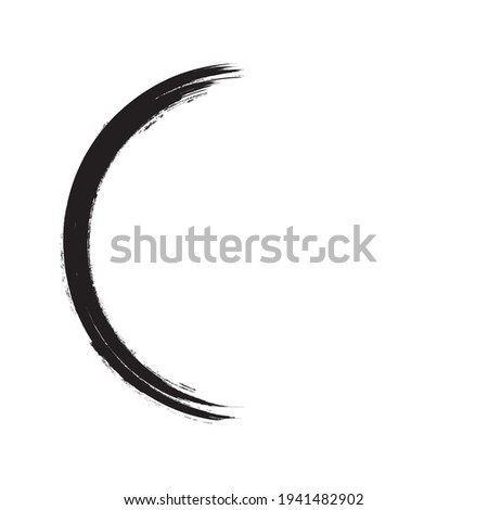 Half Circle Brush Stroke Border Frame . Grunge Element for your Design .  . Vector illustration