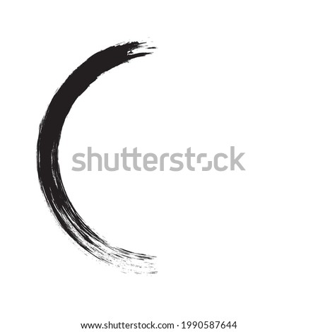 Half Circle Brush Stroke Border Frame . Grunge Element for your Design .  . Vector illustration