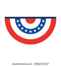 half circle bunting, rounded US Flag for American celebration, single vector element