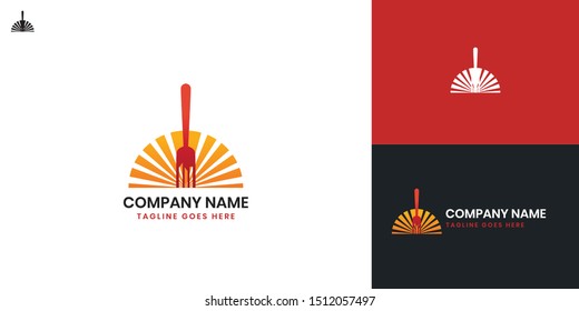 Half Circle and Fork logo - All elements on this template are editable with vector software, suitable for Abstract Logo Business / Industry.