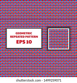 half circle geometric repeated pattern in blue and red color for wallpaper, background, cover, banner, paper wrapping 