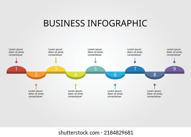 Half Circle Graph Step Chart Template For Infographic For Presentation For 9 Element