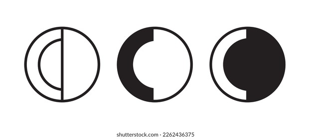 half circle, Halved round badge icon symbol logo illustration,editable stroke, flat design style isolated on white