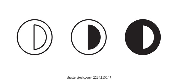 half circle, Halved round badge icon symbol logo illustration,editable stroke, flat design style isolated on white