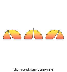 half circle indicator symbol. three step speedometer concept. orange-yellow speedometer