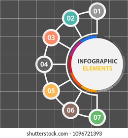 Half Circle Infographic Elements With Seven Options Vector Image
