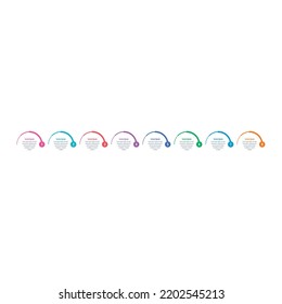 plantilla de infografía de semicírculo. ocho plantillas informativas de opciones. plantilla de infografía de informes anuales de negocios, web, revista, internet