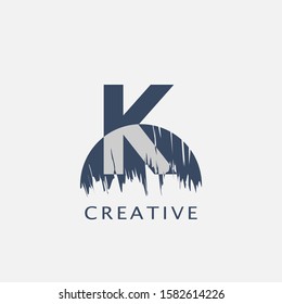 Half Circle Letter K  Brush Stroke  Logo design. Classy  Logo Letter Icon with Elegant  brush shape Vector Design concept.