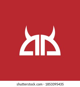 Half circle of letter A mirrored with devil horn shape for initial logo or identity.