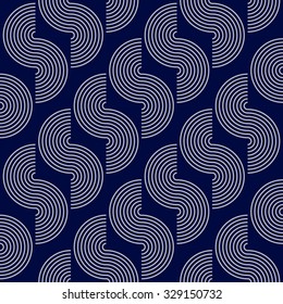 Half Circle Lines Pattern. Monochrome Seamless Background.