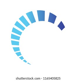 Half circle loading swoosh vector design on blue color shades