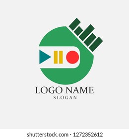 half circle music player logo vector