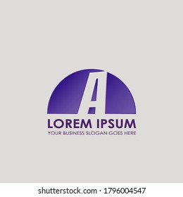 Half Circle Negative Space Letter A Logo Design for Business Identity
