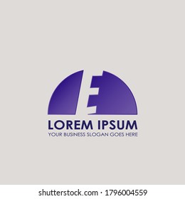 Half Circle Negative Space Letter E Logo Design for Business Identity