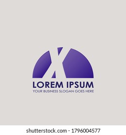 Half Circle Negative Space Letter X Logo Design for Business Identity