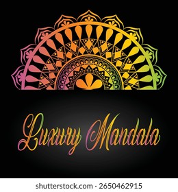 Half Circle Ornamental Mandala with Neon Luxury Typography

