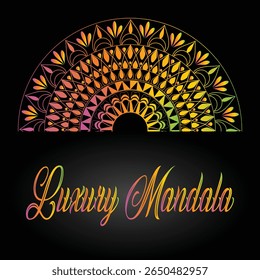 Half Circle Ornamental Mandala with Neon Luxury Typography