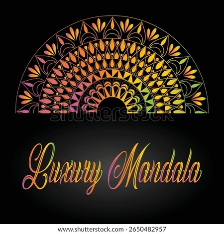 Half Circle Ornamental Mandala with Neon Luxury Typography
