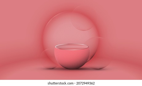 Half circle podium of rose gold color vector 3d