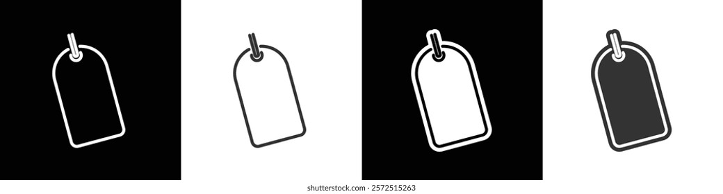 Half circle price tag. Price Label Discount tag. Shape of price tag icon set. Flat and line price tag icon vetor illustration in black white and transparent background. Eps10