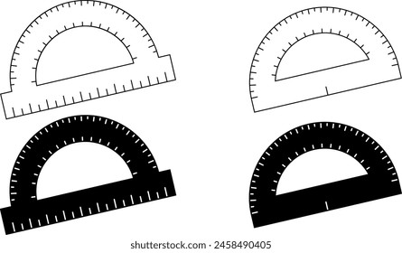 half circle protractor icon set