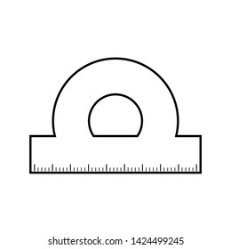 Half circle protractor - tool for elementary mathematics education, geometrical drawing and architecture - isolated vector illustration on white background.