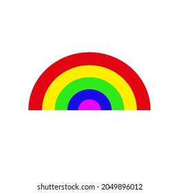 half circle rainbow color on white background