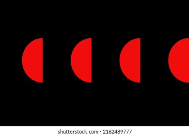 Halbkreis in roter Farbe, Muster auf schwarzem Hintergrund
