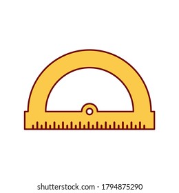 Icono de contorno de regla de semicírculo. Herramientas de medición para la ilustración del vector de estudiantes