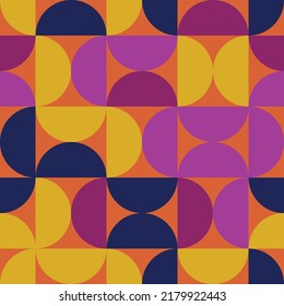 Patrón de estilo Bauhaus sin fisuras de semicírculo. Papel mural moderno de diseño geométrico contemporáneo. Perfecto para la impresión textil y de moda.