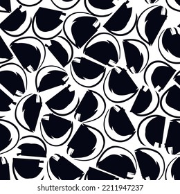 Half circle seamless pattern. Irregular chaotic sliced pieces motif. Hand drawn modern simple geo ornament. Brushstrokes funny print. Freehand doodle design background. Artistic abstract wallpaper