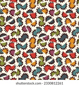 Half circle seamless pattern. Irregular chaotic sliced pieces motif. Hand drawn modern simple geo ornament. Brushstrokes funny print. Freehand doodle design background. Artistic abstract wallpaper