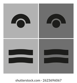 Half circle shape. Wavy lines symbol. Bold graphic mark. Vector icon set.