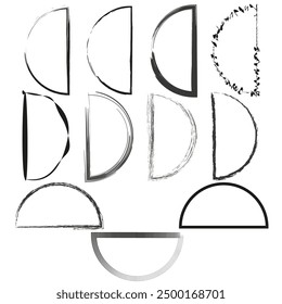 Formas de medio círculo. Abstractas diseños de semicírculo. Pinceladas geométricas. Elementos de Vector.