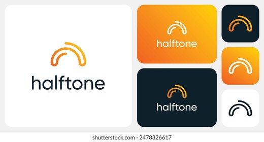 Diseño del logotipo del Vector de la forma de la onda de la señal del semicírculo con estilo moderno, simple, limpio y abstracto.