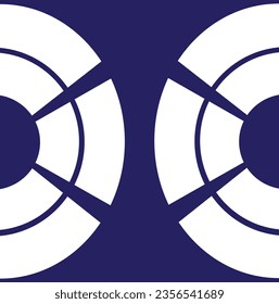 Half circles; circle lines; blue-white logo; abstract; geometric; white circles