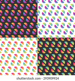 Half circles colorful gradient seamless patterns set 