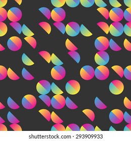 Half circles colorful gradient seamless pattern on black 