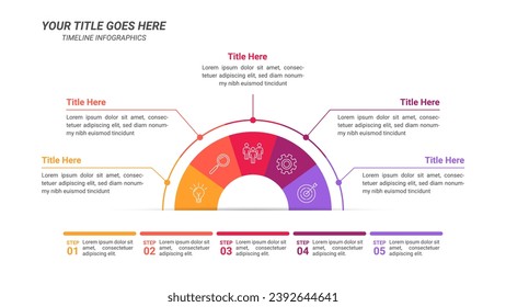 Half Circular Infographics Diagram. Business Advantages and Disadvantages. Colorful Presentation Template for Planning, Management, and Evaluation of Project.