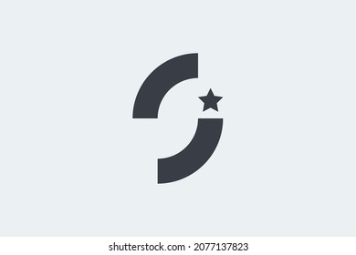 half circular letter s j logo template