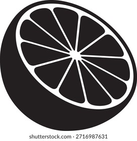 Medio icono de Vector de silueta de rebanada de cítricos para diseño de jugo de limón y lima de naranja